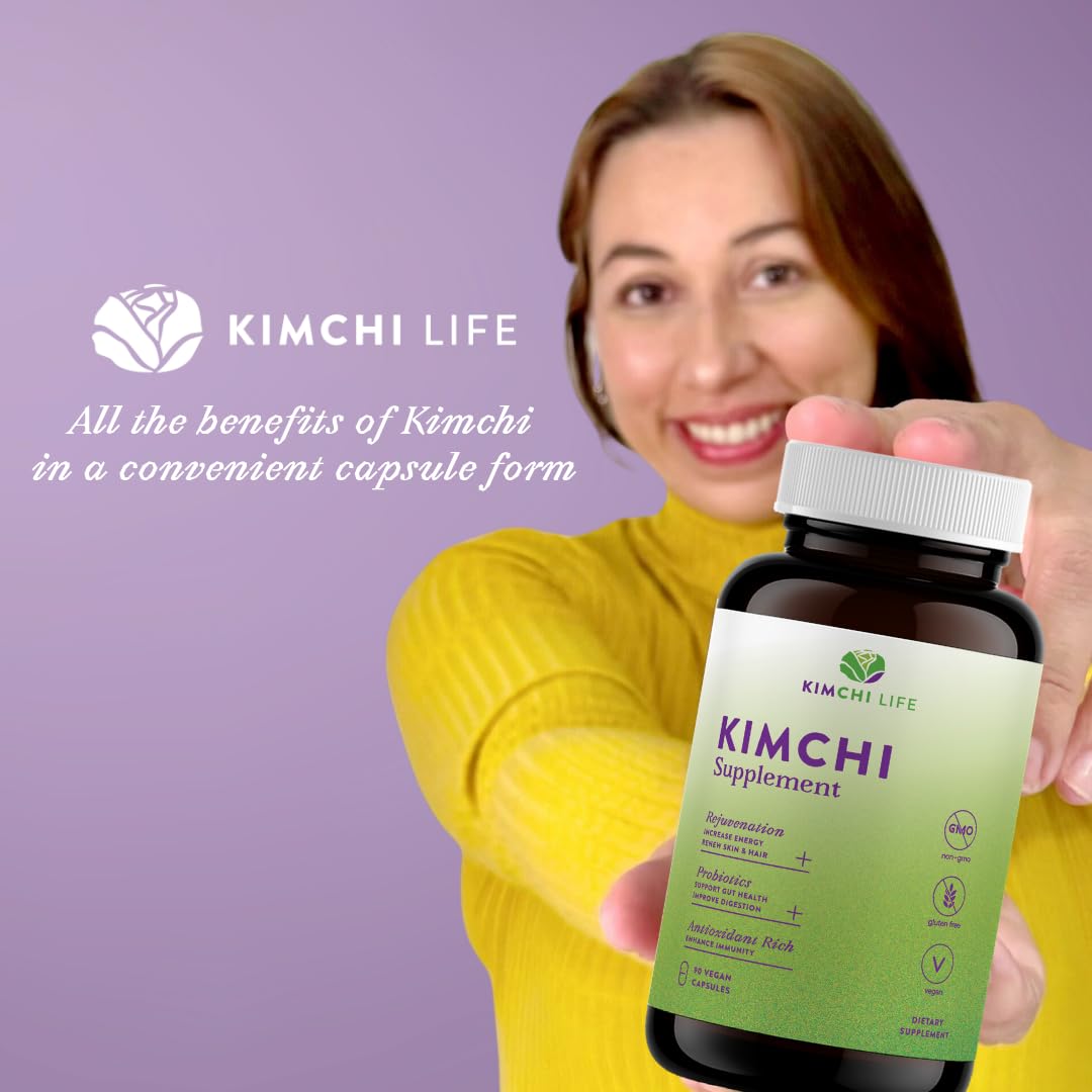 Kimchi Life – Daily Capsules of Premium Fermented Kimchi - Vegan & Natural Nutritional Supplement - Probiotics for Gut Health & Immune Support - dailyvitalstore