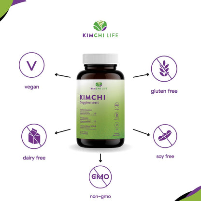 Kimchi Life – Daily Capsules of Premium Fermented Kimchi - Vegan & Natural Nutritional Supplement - Probiotics for Gut Health & Immune Support - dailyvitalstore
