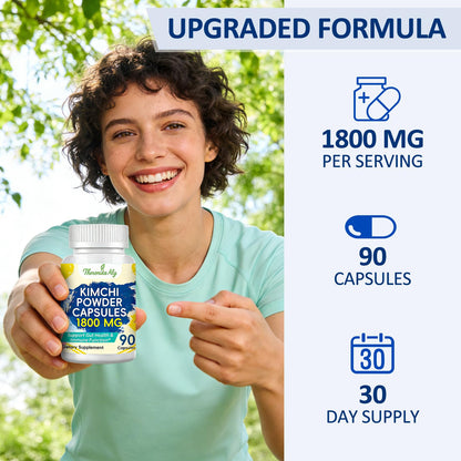Kimchi Probiotic Capsules, Fermented Kimchi Powder with 10 Billion CFU Probiotics & Prebiotic Inulin, Gut Health & Digestive Support, Fermented Vegetable - dailyvitalstore