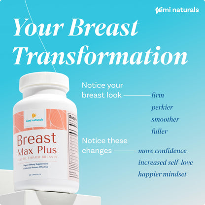 KIMI Naturals Breast Max Plus - Breast Enhancement Pills | Breast Enlargement Supplements with Fenugreek, Breast Growth, Supports Breast Firmness | 90 Capsules - dailyvitalstore