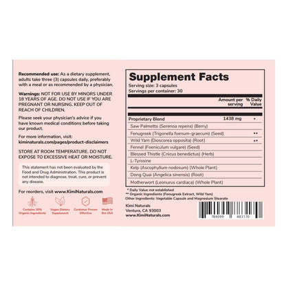 KIMI Naturals Breast Max Plus - Breast Enhancement Pills | Breast Enlargement Supplements with Fenugreek, Breast Growth, Supports Breast Firmness | 90 Capsules - dailyvitalstore