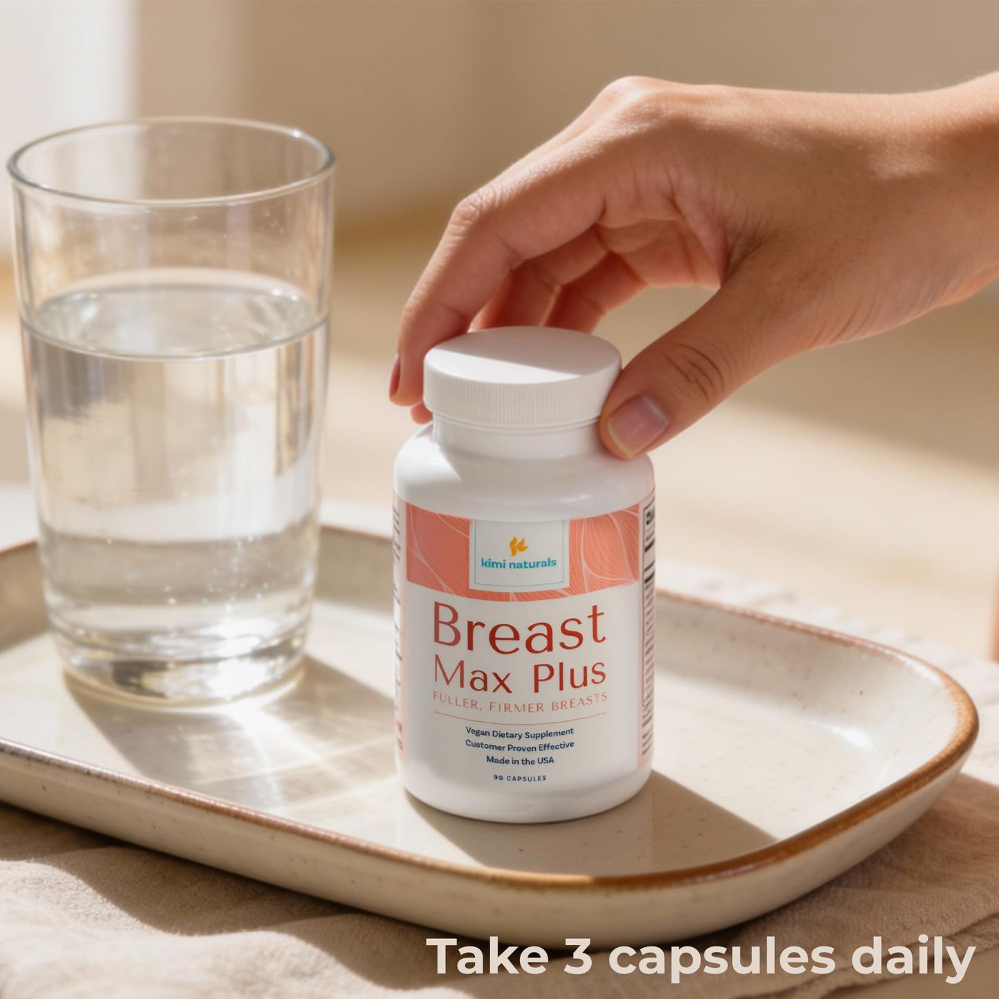 KIMI Naturals Breast Max Plus - Breast Enhancement Pills | Breast Enlargement Supplements with Fenugreek, Breast Growth, Supports Breast Firmness | 90 Capsules - dailyvitalstore