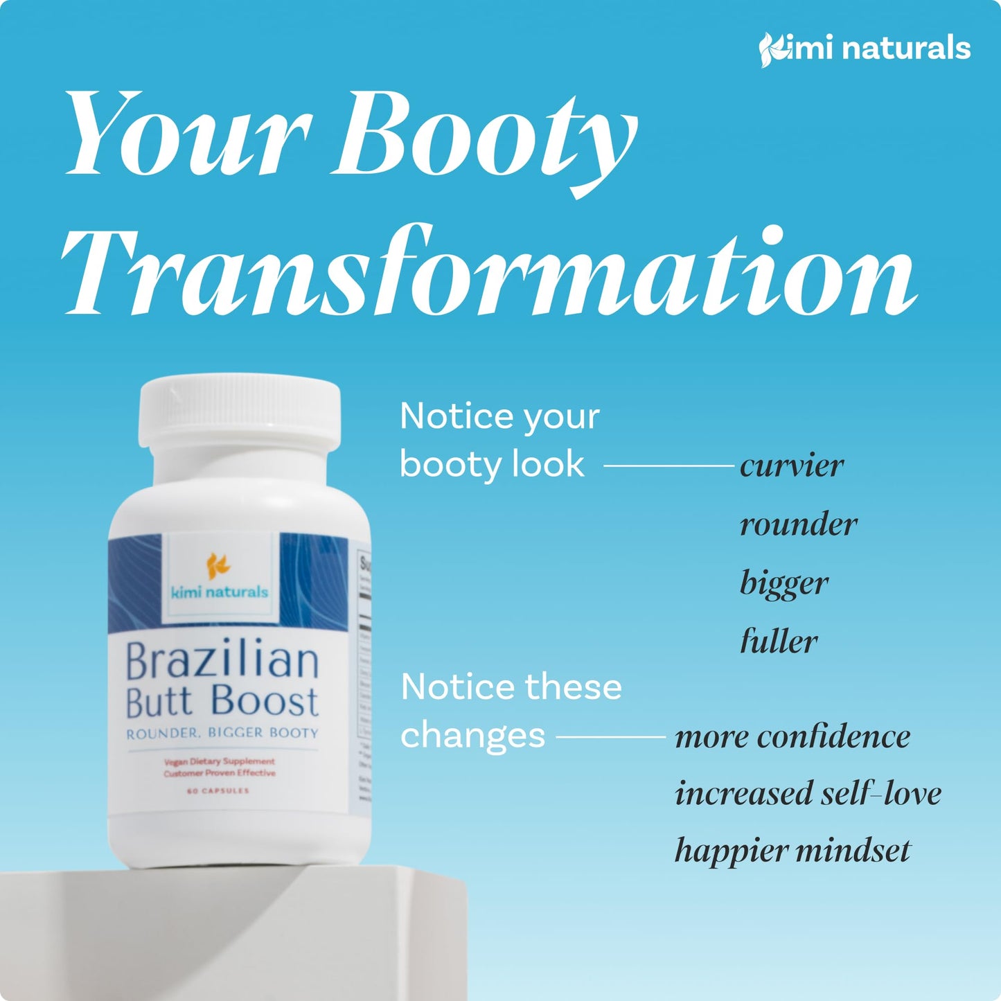 Kimi Naturals Butt Enhancer Pills - Tightening and Butt Lifting Supplements for Bigger Booty and Curvy Hips - Fast Growth Bum Enhancement 60 Capsules - dailyvitalstore