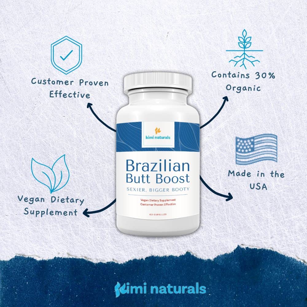 Kimi Naturals Butt Enhancer Pills - Tightening and Butt Lifting Supplements for Bigger Booty and Curvy Hips - Fast Growth Bum Enhancement 60 Capsules - dailyvitalstore