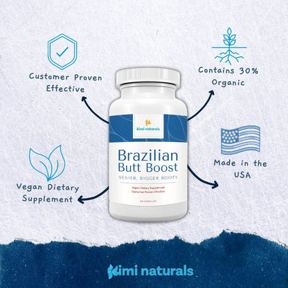 Kimi Naturals Butt Enhancer Pills - Tightening and Butt Lifting Supplements for Bigger Booty and Curvy Hips - Fast Growth Bum Enhancement 60 Capsules - dailyvitalstore