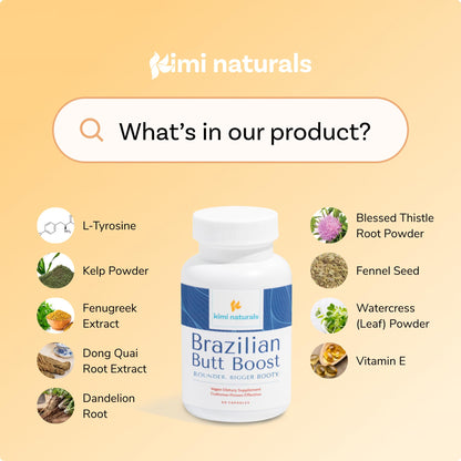 Kimi Naturals Butt Enhancer Pills - Tightening and Butt Lifting Supplements for Bigger Booty and Curvy Hips - Fast Growth Bum Enhancement 60 Capsules - dailyvitalstore