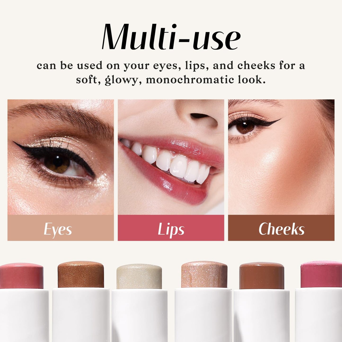 KIMUSE Face Sticks Trio, Cream Blush Stick & Highlighter Stick & Contour Stick for Sculpt the Cheeks, Long Lasting Cream Contour Stick Trio for Face Makeup, with Brush - dailyvitalstore