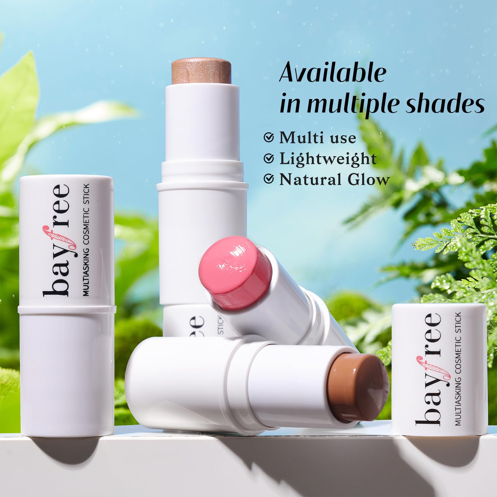 KIMUSE Face Sticks Trio, Cream Blush Stick & Highlighter Stick & Contour Stick for Sculpt the Cheeks, Long Lasting Cream Contour Stick Trio for Face Makeup, with Brush - dailyvitalstore