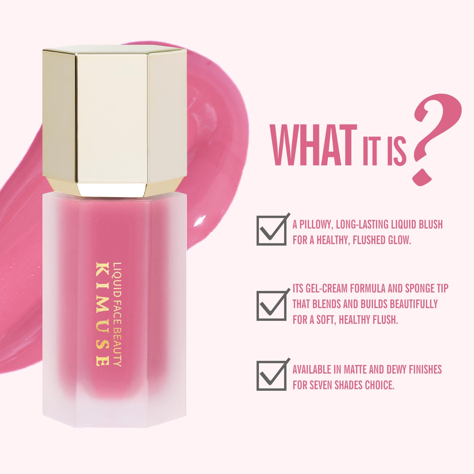 KIMUSE Liquid Blush, Long-Wearing Pigmented Soft Cream Face Blush, Waterproof, Smudge Proof, Dewy Finish - dailyvitalstore