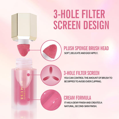 KIMUSE Liquid Blush, Long-Wearing Pigmented Soft Cream Face Blush, Waterproof, Smudge Proof, Dewy Finish - dailyvitalstore