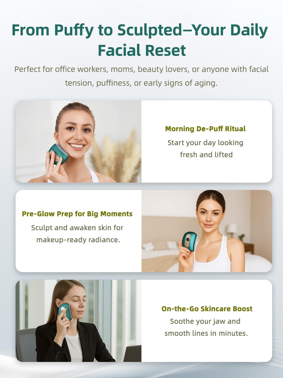 Kinbana Lymphatic Contour Face Brush – Face Massager for Lymphatic Drainage, Double Chin Reducer, and Facial Sculpting – Gentle Vibrating Lymphatic Drainage Tool for Jawline & Puffiness (Green) - dailyvitalstore