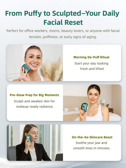 Kinbana Lymphatic Contour Face Brush – Face Massager for Lymphatic Drainage, Double Chin Reducer, and Facial Sculpting – Gentle Vibrating Lymphatic Drainage Tool for Jawline & Puffiness (Green) - dailyvitalstore
