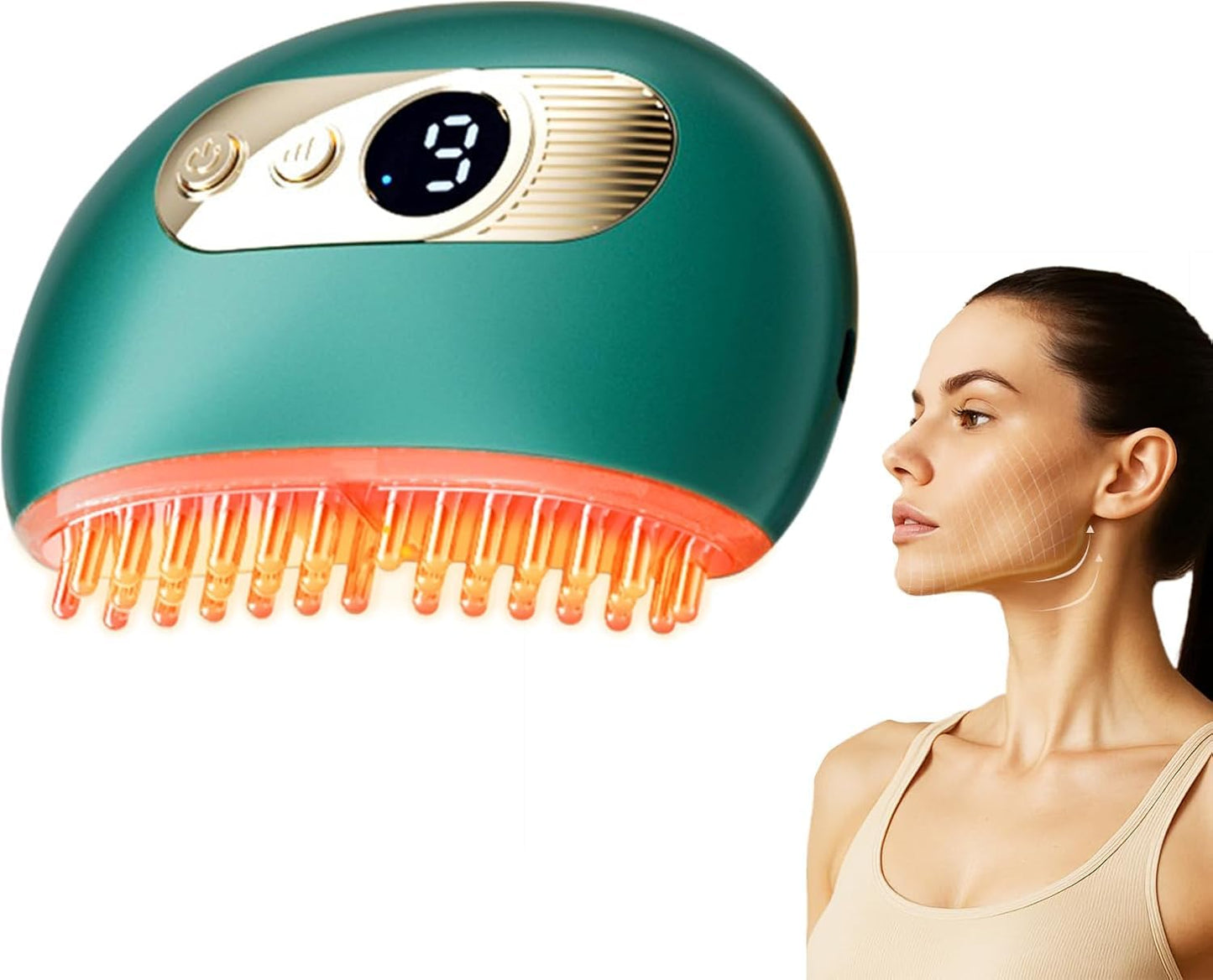 Kinbana Lymphatic Contour Face Brush – Face Massager for Lymphatic Drainage, Double Chin Reducer, and Facial Sculpting – Gentle Vibrating Lymphatic Drainage Tool for Jawline & Puffiness (Green) - dailyvitalstore