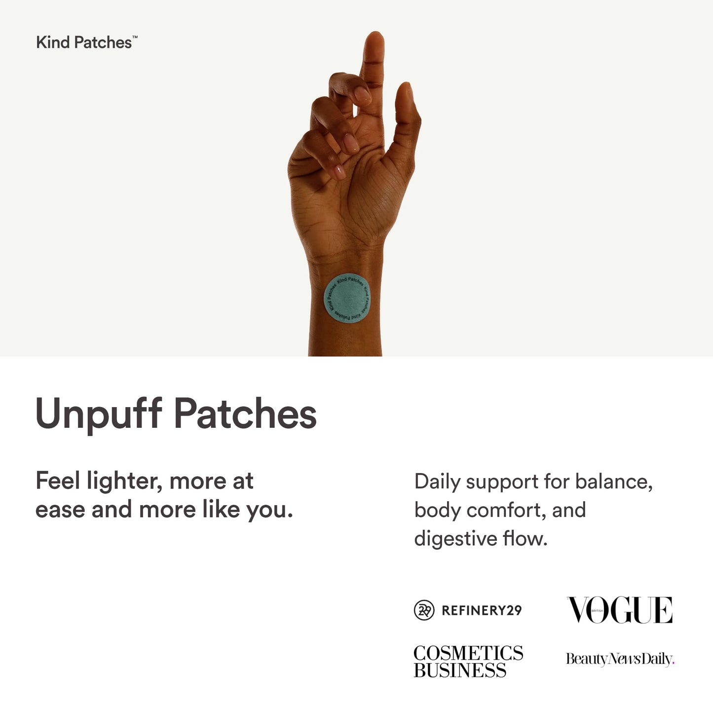 Kind Patches Unpuff Patches with Dandelion Root, Fennel, Artichoke, Ginger, and Turmeric Extract - Vegan - 30 Count - dailyvitalstore