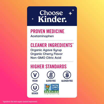KinderMed Infants' Pain & Fever Medicine, No Dyes, No Artificial Flavors, No Artificial Sweeteners, Vegan, Non-GMO, Gluten Free, Organic Cherry Flavor, Two Pack, 2 x 2 fl. oz - dailyvitalstore