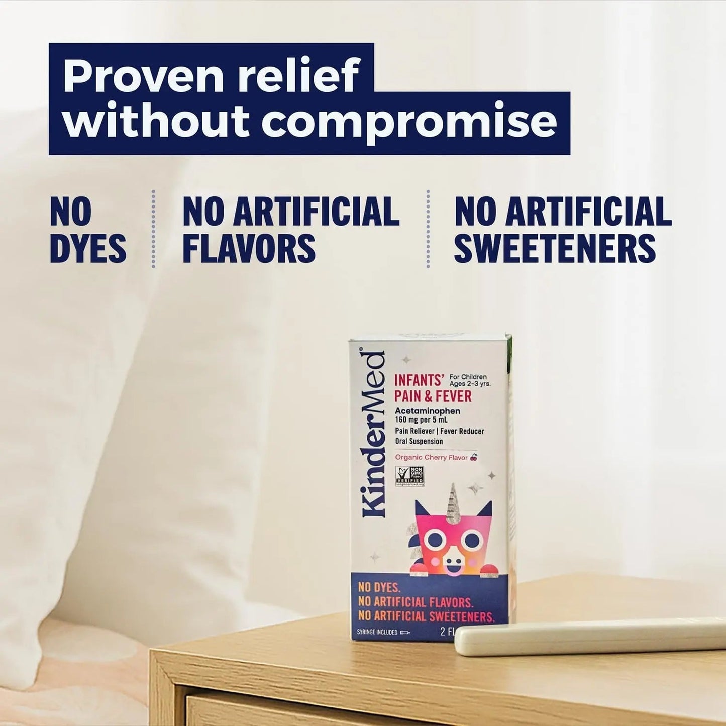 KinderMed Infants' Pain & Fever Medicine, No Dyes, No Artificial Flavors, No Artificial Sweeteners, Vegan, Non-GMO, Gluten Free, Organic Cherry Flavor, Two Pack, 2 x 2 fl. oz - dailyvitalstore
