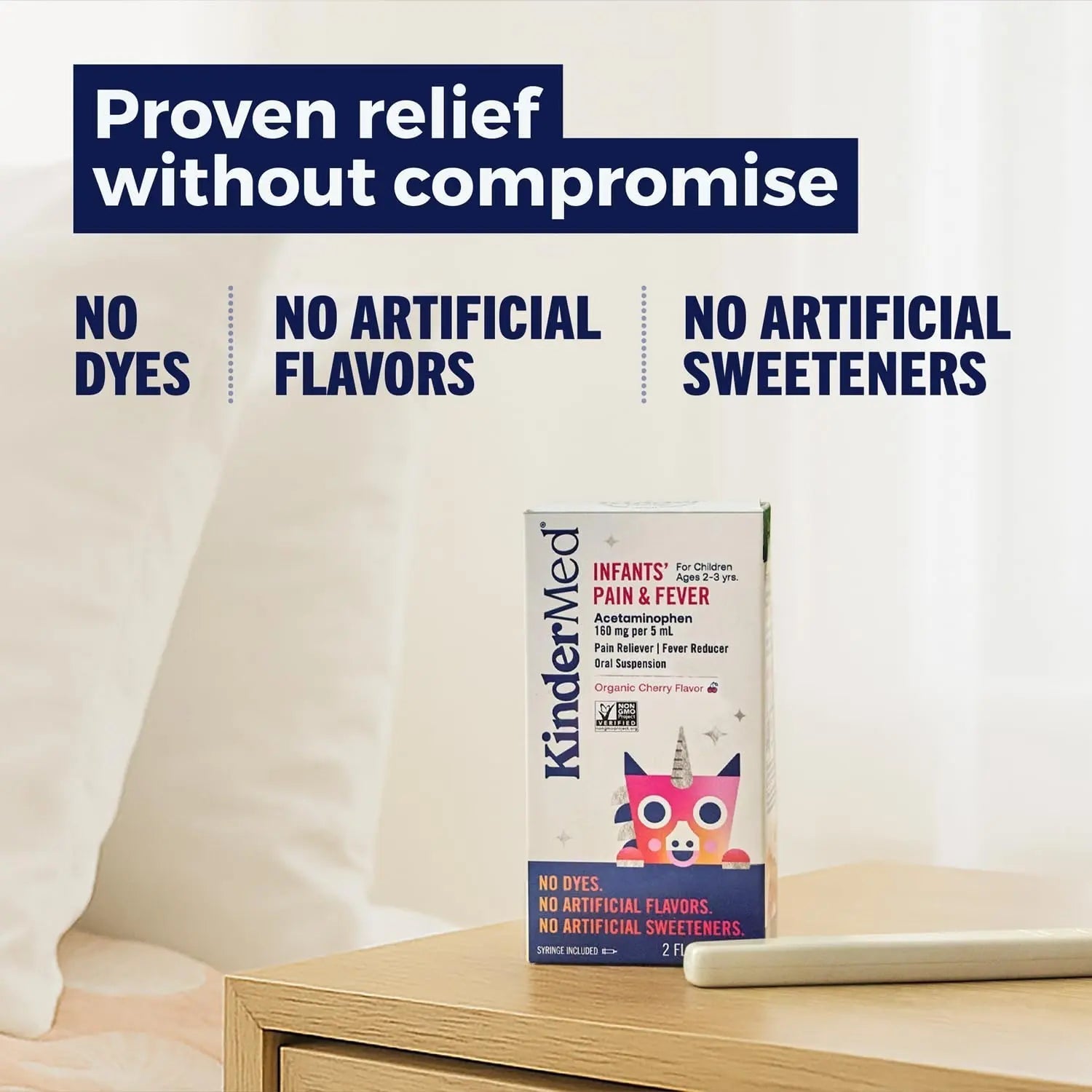 KinderMed Infants' Pain & Fever Medicine, No Dyes, No Artificial Flavors, No Artificial Sweeteners, Vegan, Non-GMO, Gluten Free, Organic Cherry Flavor, Two Pack, 2 x 2 fl. oz - dailyvitalstore