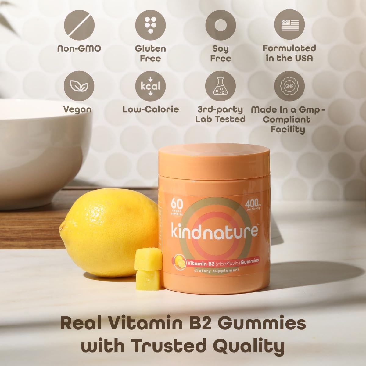 kindnature Vitamin B2 Gummies - Riboflavin 400mg Supplement for Kids & Adults - Non-GMO, Soy & Gluten-Free, Vegan Chewable Gummies (30 Day Supply) (2) - dailyvitalstore