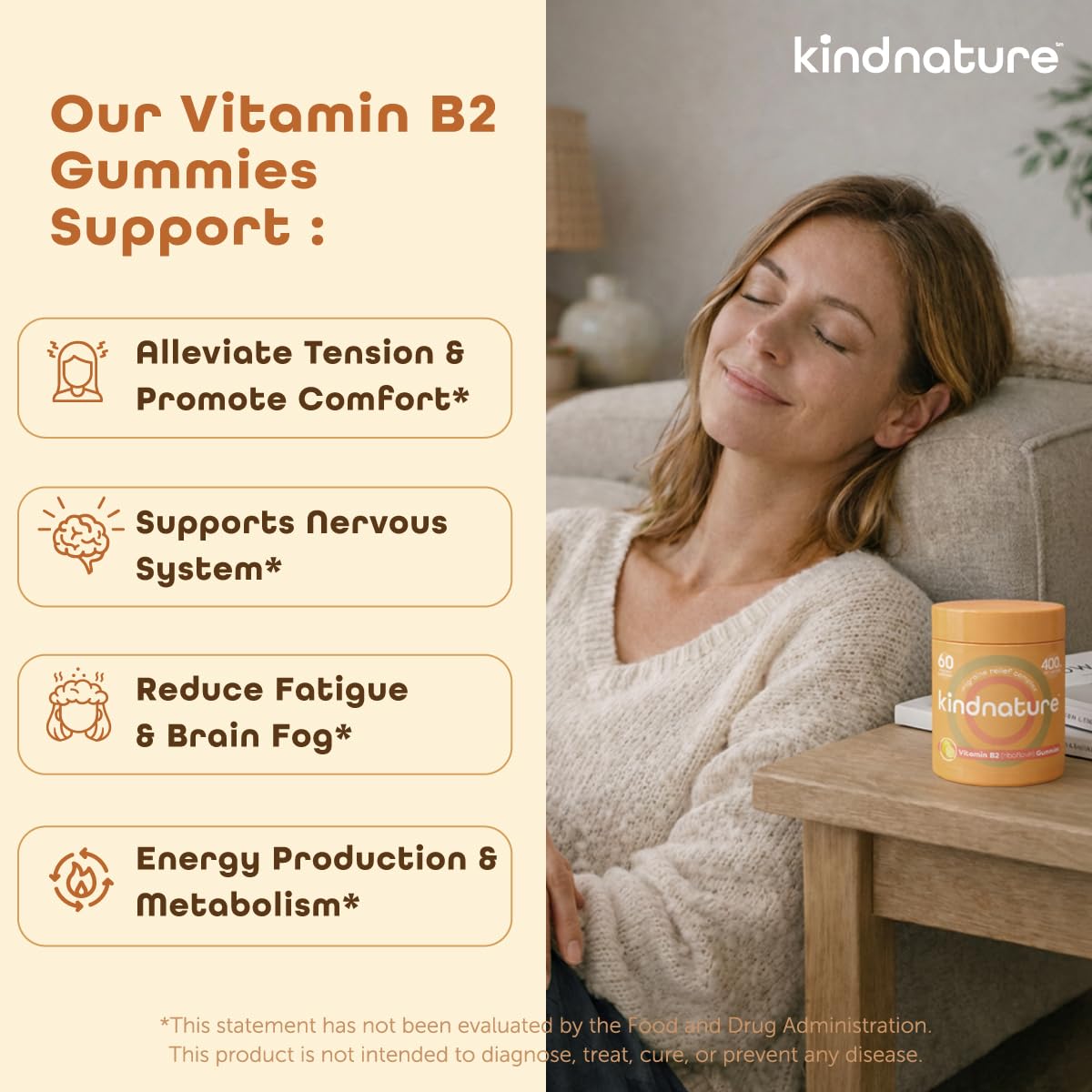 kindnature Vitamin B2 Gummies - Riboflavin 400mg Supplement for Kids & Adults - Non-GMO, Soy & Gluten-Free, Vegan Chewable Gummies (30 Day Supply) (2) - dailyvitalstore