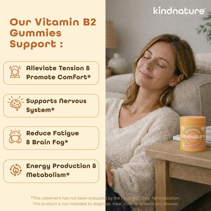 kindnature Vitamin B2 Gummies - Riboflavin 400mg Supplement for Kids & Adults - Non-GMO, Soy & Gluten-Free, Vegan Chewable Gummies (30 Day Supply) (2) - dailyvitalstore