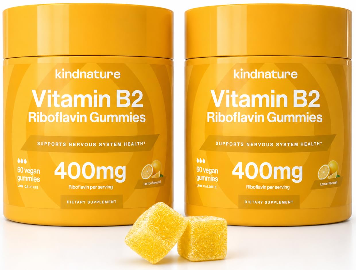 kindnature Vitamin B2 Gummies - Riboflavin 400mg Supplement for Kids & Adults - Non-GMO, Soy & Gluten-Free, Vegan Chewable Gummies (30 Day Supply) (2) - dailyvitalstore