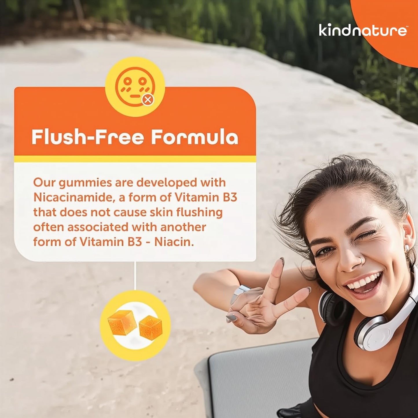 kindnature Vitamin B3 Niacinamide Gummies 500mg – Flush-Free Niacin Supplement – Supports Skin, Energy & Nervous System Wellness – Vegan, Non-GMO - dailyvitalstore