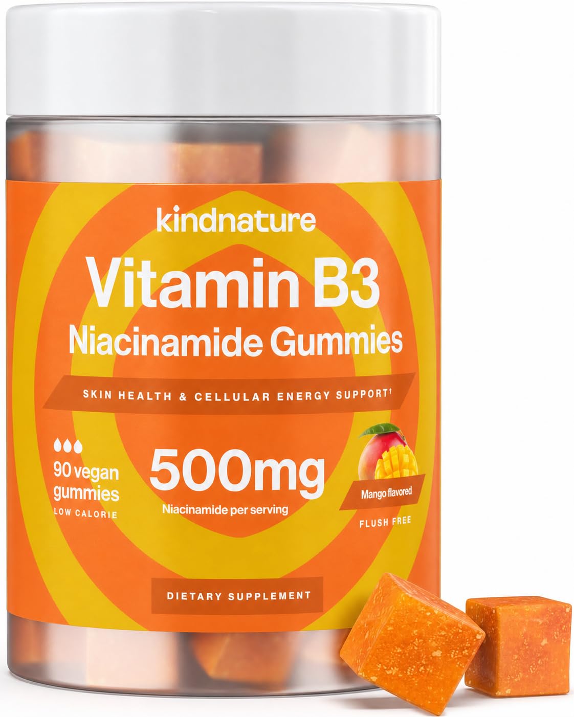 kindnature Vitamin B3 Niacinamide Gummies 500mg – Flush-Free Niacin Supplement – Supports Skin, Energy & Nervous System Wellness – Vegan, Non-GMO - dailyvitalstore
