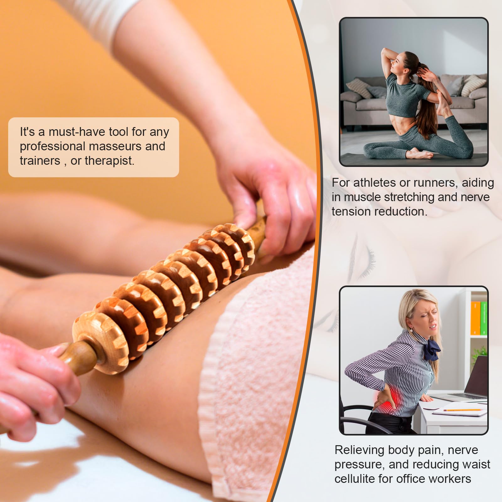 KintKita 3 in 1 Wood Therapy Massage Tool,Wooden Lymphatic Drainage Massager Maderoterapia Kit Professional Body Cellulite Massager for Body Sculpting,Contouring,Relief Muscle,Anti-Cellulite - dailyvitalstore