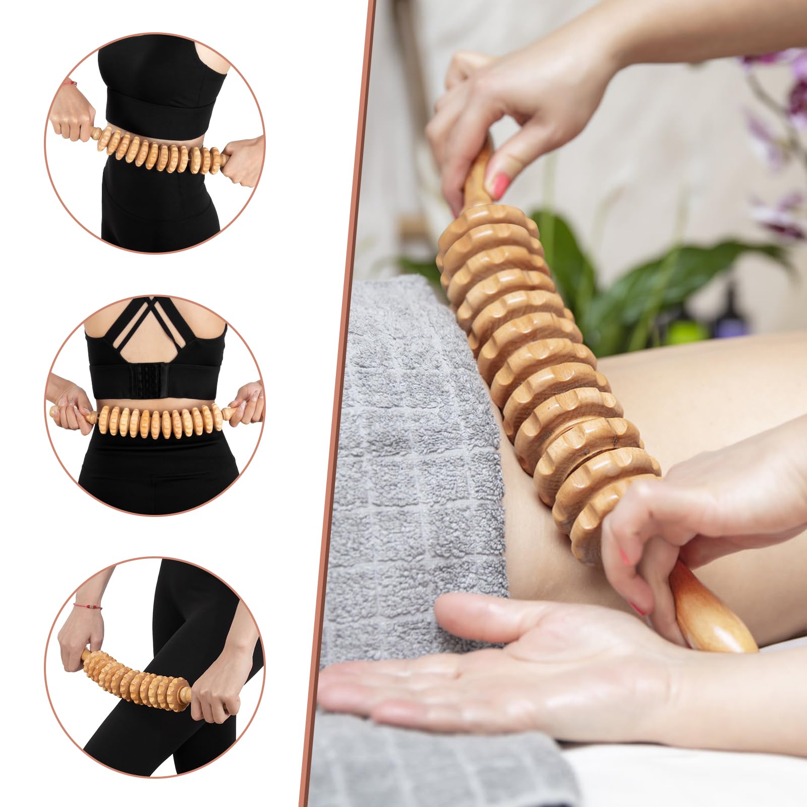 KintKita Wood Therapy Massage Tools 3 in 1,Wooden Lymphatic Drainage Massager, Body Sculpting Tools Cellulite Massager for Maderoterapia, Body Contouring, Relief Muscle, Anti-Cellulite - dailyvitalstore