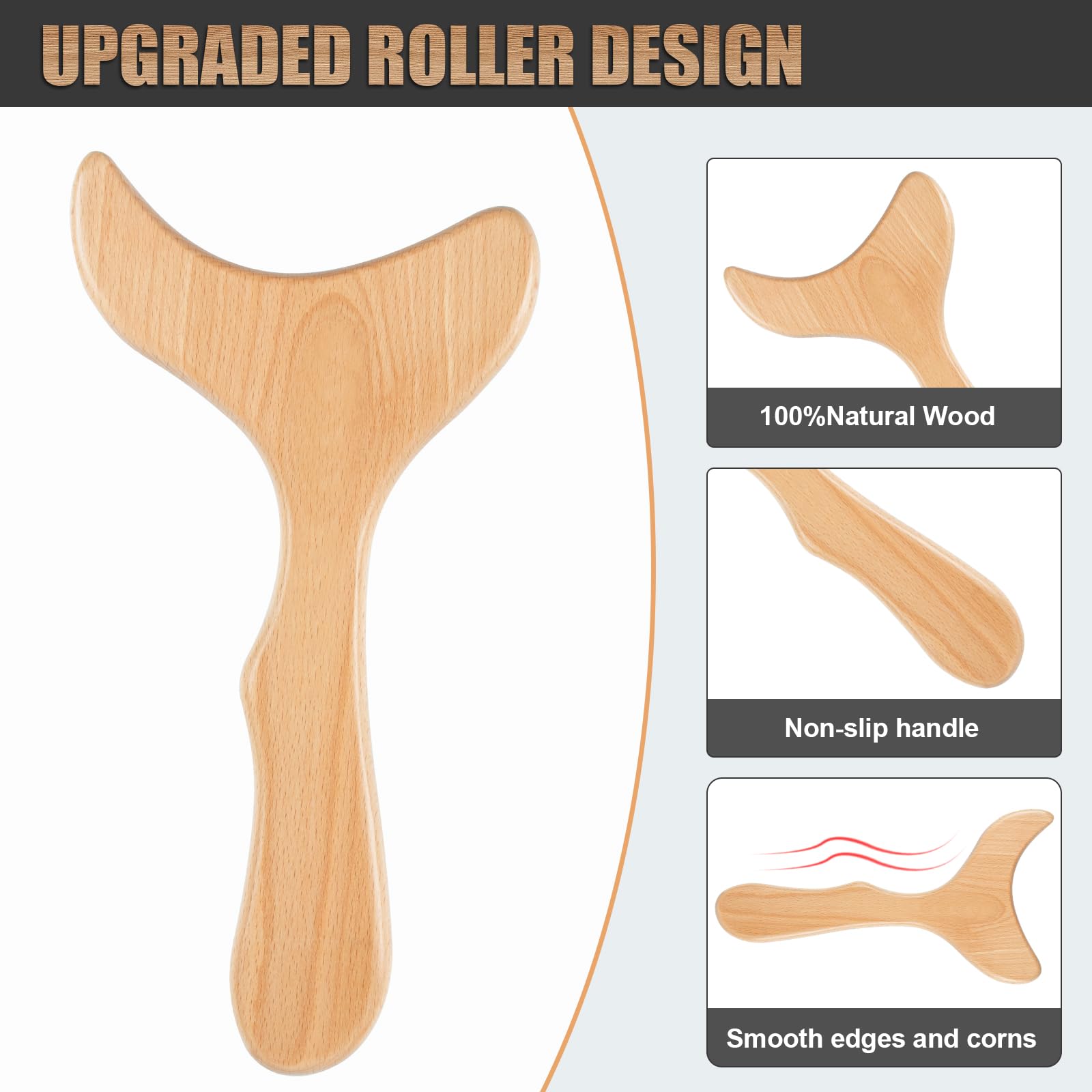 KintKita Wood Therapy Massage Tools,Wooden Lymphatic Drainage Massager, Cellulite Remover Body Sculpting Tool for Cellulite Reduction,Muscle Tension Release,Body Contouring-12 * 6 in - dailyvitalstore