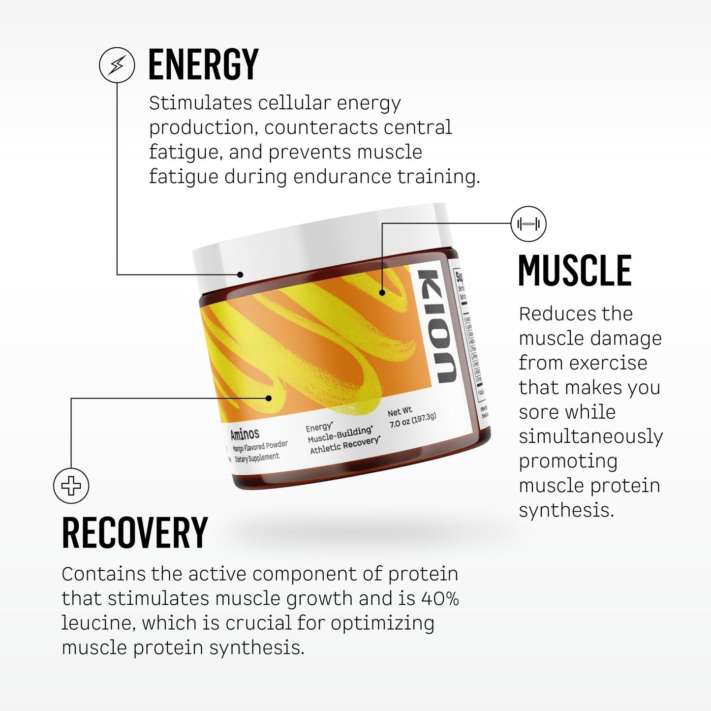Kion Aminos - Essential Amino Acids Supplement, Essential Amino Acids Powder for Muscle Recovery, BCAA EAA No Caffeine, Amino Acid Powder, Essential Amino Energy - 30 Servings, Mixed Berry - dailyvitalstore