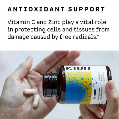 Kion Immune - Immune Support Supplement - Vitamin C Supplement - Vitamin C and Zinc for Everyday Wellness - 500 mg Vitamin C (Ascorbic Acid) and 10 mg Zinc - 120 Servings - dailyvitalstore