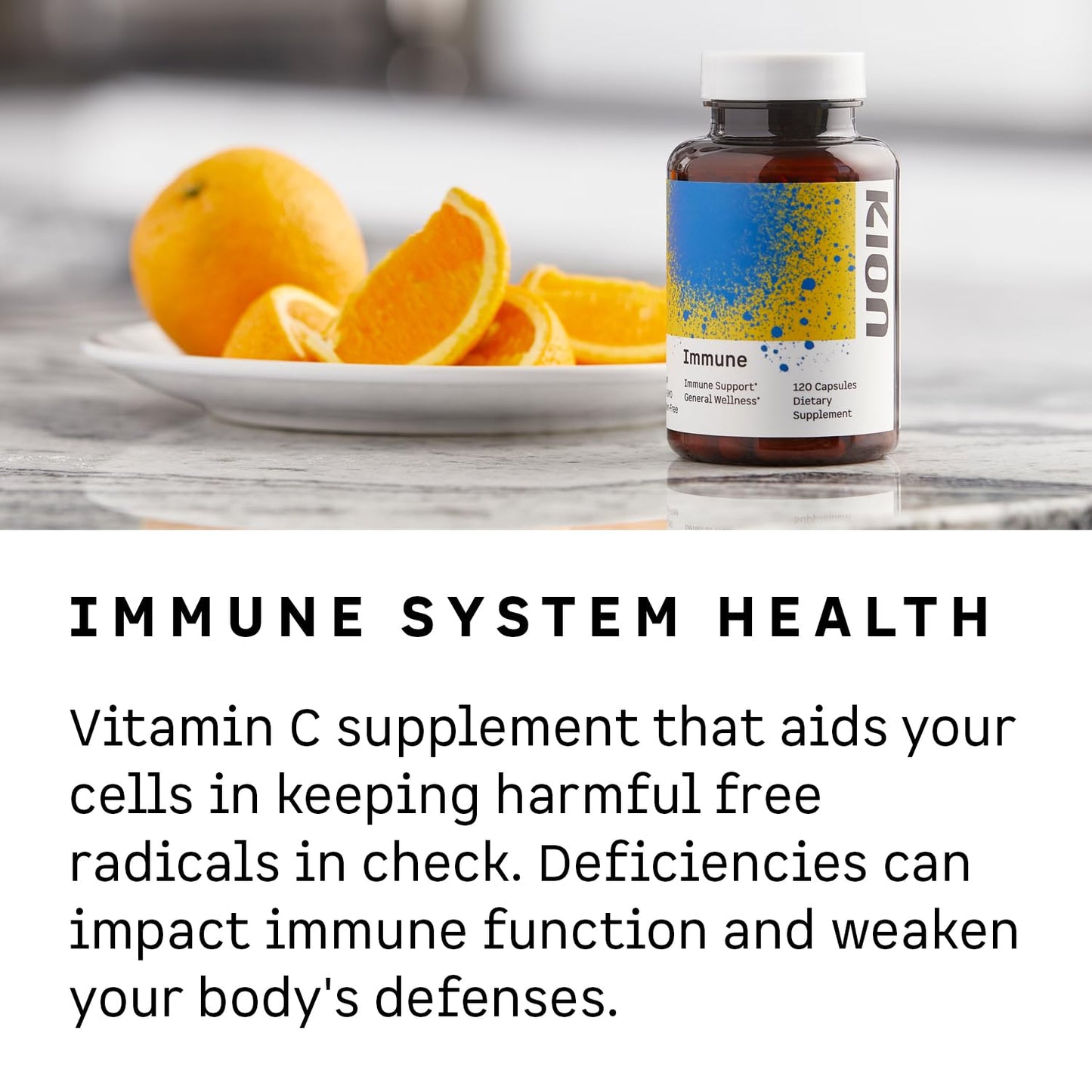 Kion Immune - Immune Support Supplement - Vitamin C Supplement - Vitamin C and Zinc for Everyday Wellness - 500 mg Vitamin C (Ascorbic Acid) and 10 mg Zinc - 120 Servings - dailyvitalstore
