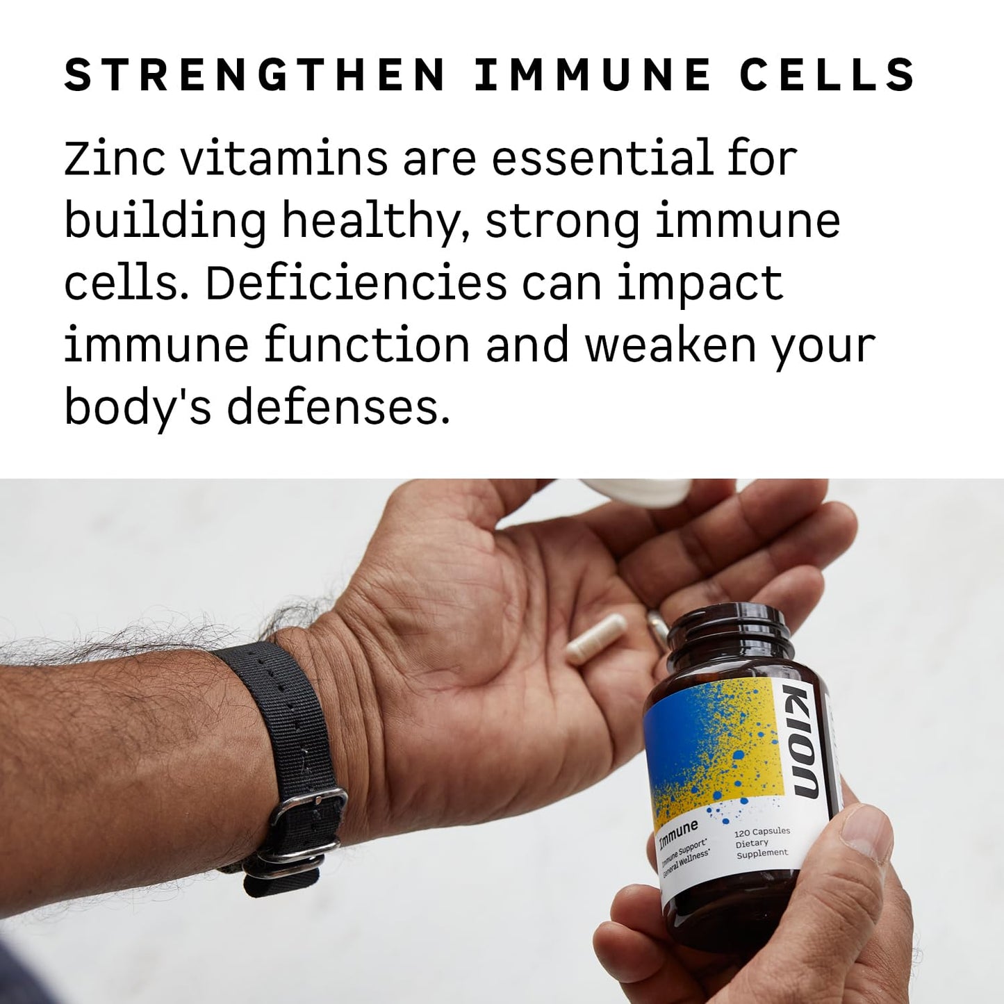 Kion Immune - Immune Support Supplement - Vitamin C Supplement - Vitamin C and Zinc for Everyday Wellness - 500 mg Vitamin C (Ascorbic Acid) and 10 mg Zinc - 120 Servings - dailyvitalstore