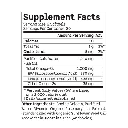 Kion Omega - Omega 3 Fatty Acid Supplements - DHA Supplements - Mini Fish Oil Softgels - Omega 3 DHA EPA Fish Oil Pills - Fish Oil 1,000 mg - 30 Servings - dailyvitalstore