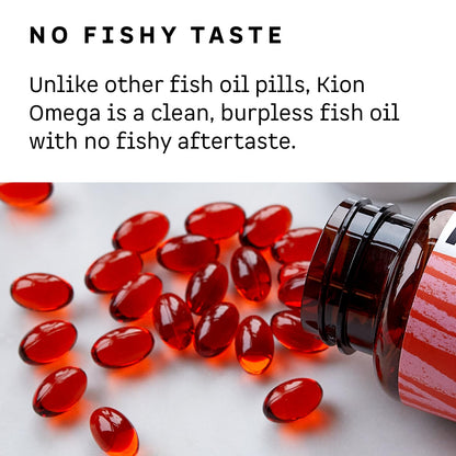 Kion Omega - Omega 3 Fatty Acid Supplements - DHA Supplements - Mini Fish Oil Softgels - Omega 3 DHA EPA Fish Oil Pills - Fish Oil 1,000 mg - 30 Servings - dailyvitalstore