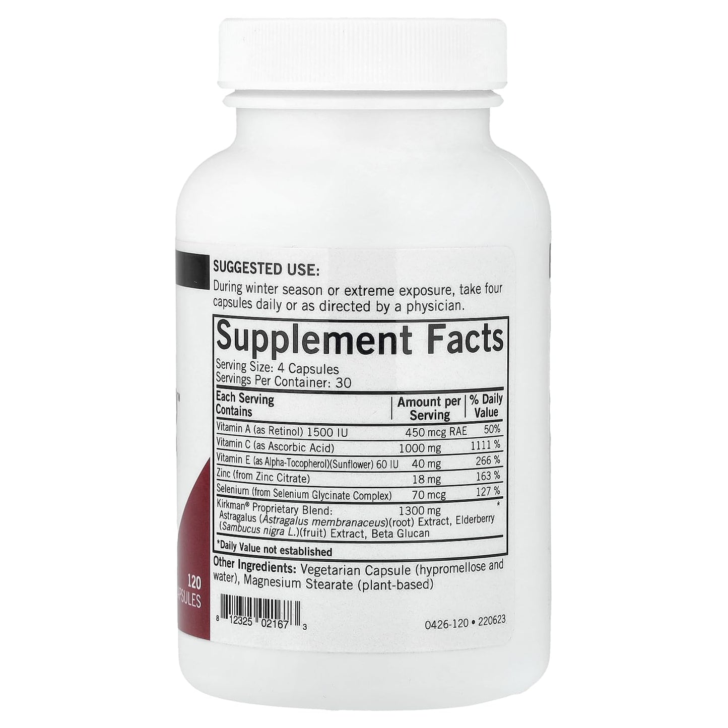 Kirkman - Immuno-Aid Advanced Formula - 120 Capsules - Immune Support - Potent Proprietary Blend - Hypoallergenic - dailyvitalstore