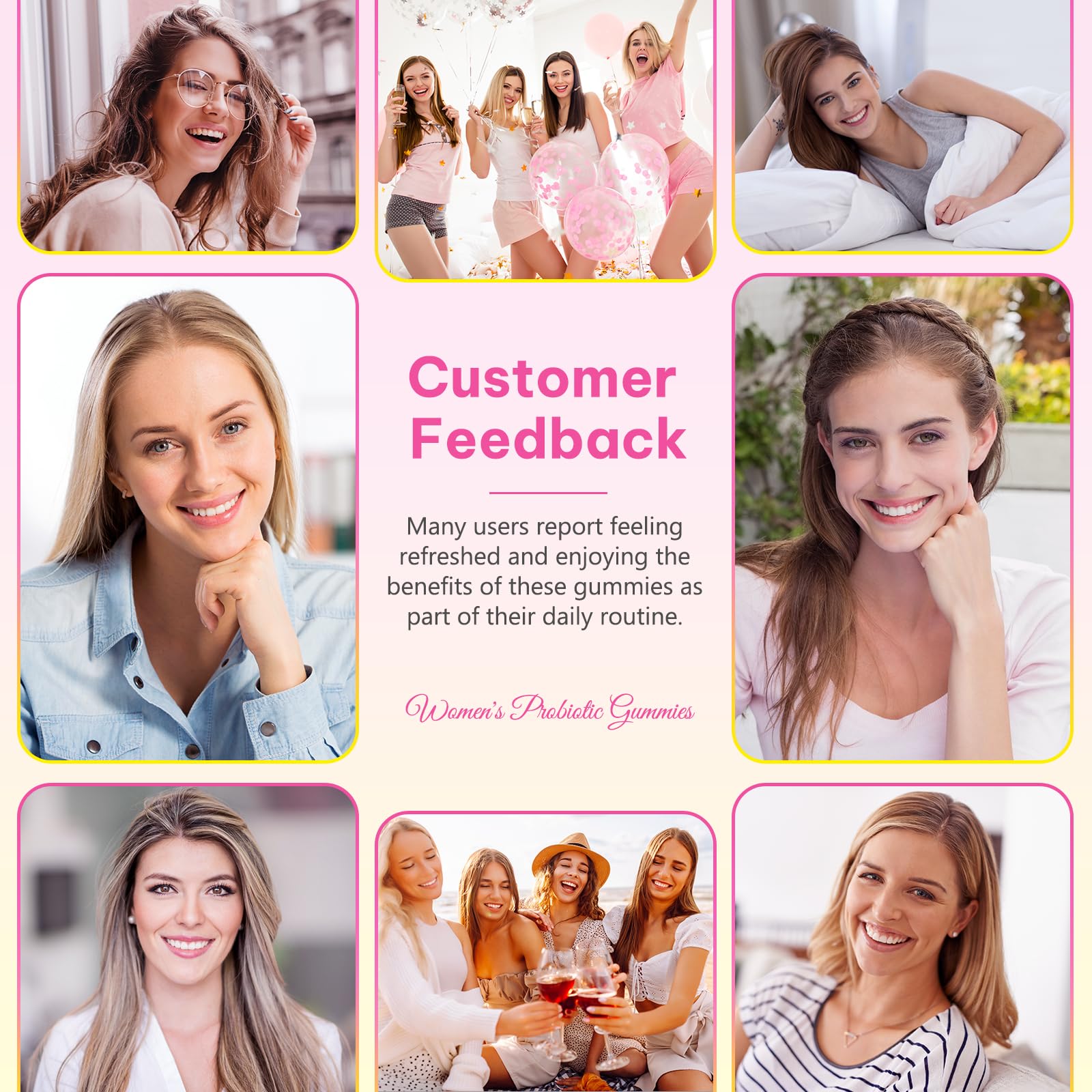 KITNOBLIS Feminine Probiotic Gummies with Slippery Elm- Pineapple Gummies for Women pH Balance, Gut Health & Immune Supports | with Prebiotics & Lactobacillus Blend (60 Gummies) - dailyvitalstore