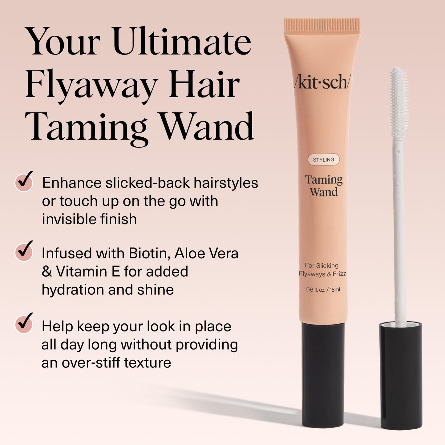 Kitsch Hair Taming Wand - Fly Away Stick For Hair with Biotin, Aloe & Vitamin E | Clear Hair Mascara for Flyaways, Slick Back Style - dailyvitalstore