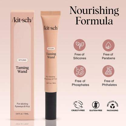 Kitsch Hair Taming Wand - Fly Away Stick For Hair with Biotin, Aloe & Vitamin E | Clear Hair Mascara for Flyaways, Slick Back Style - dailyvitalstore