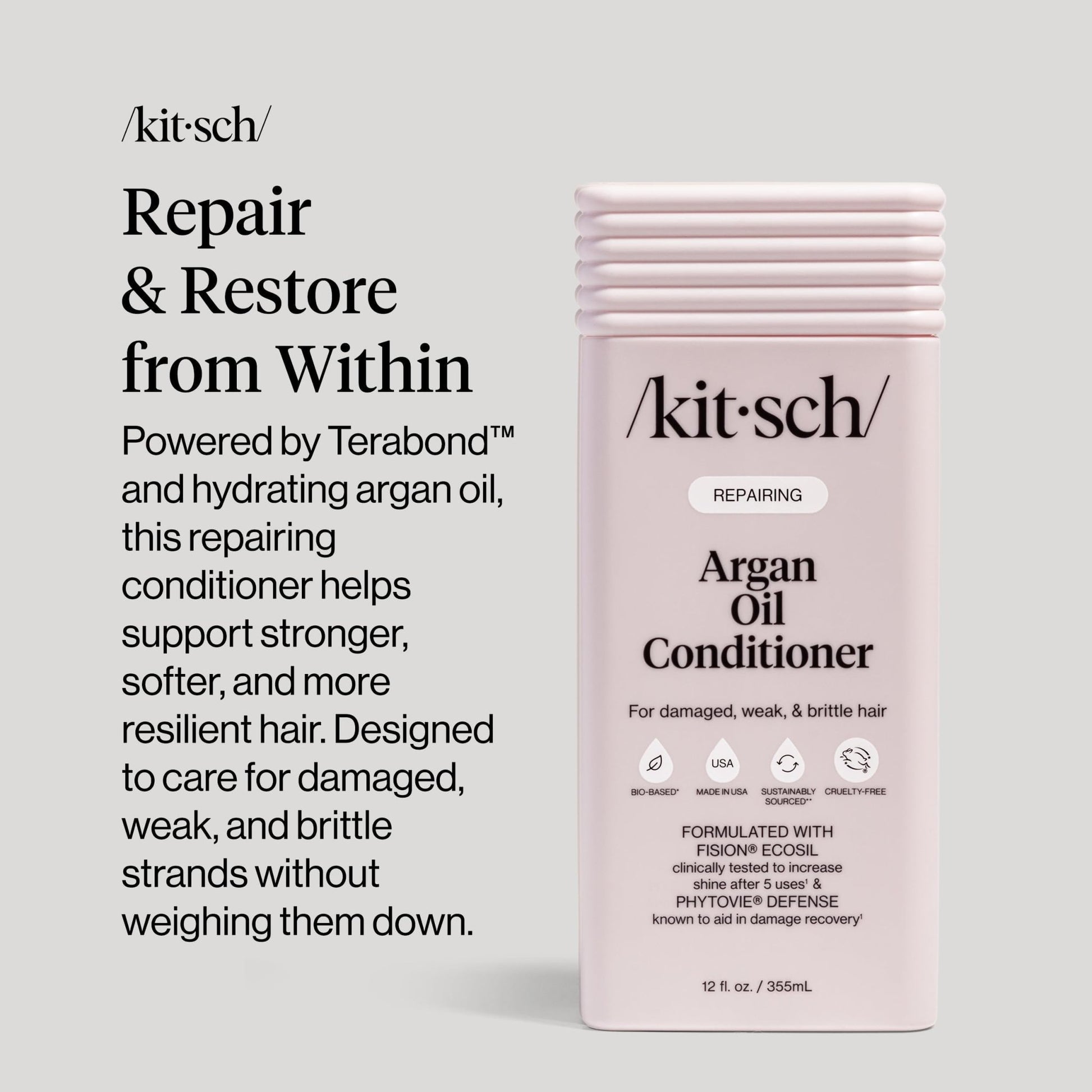 Kitsch Repairing Argan Oil Liquid Conditioner for Women & Men – Argan Oil for Hair, For Shine, Smoothness & Damage Recovery, Hair Repair – Clean, Color-Safe Hair Care - 12.3 oz - dailyvitalstore