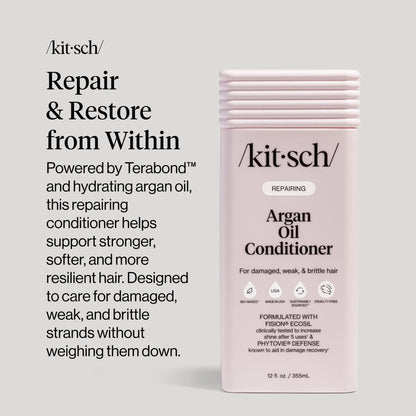 Kitsch Repairing Argan Oil Liquid Conditioner for Women & Men – Argan Oil for Hair, For Shine, Smoothness & Damage Recovery, Hair Repair – Clean, Color-Safe Hair Care - 12.3 oz - dailyvitalstore