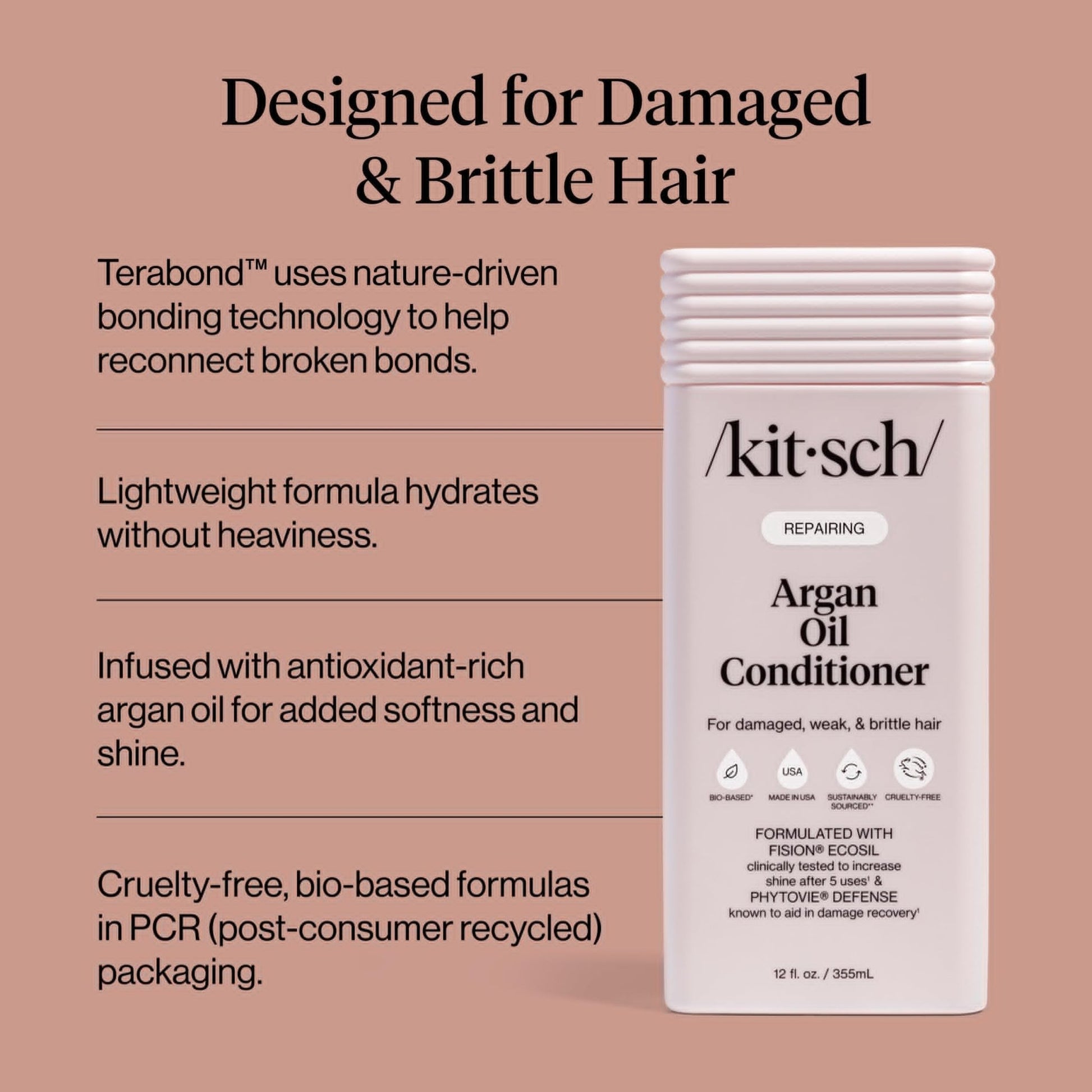 Kitsch Repairing Argan Oil Liquid Conditioner for Women & Men – Argan Oil for Hair, For Shine, Smoothness & Damage Recovery, Hair Repair – Clean, Color-Safe Hair Care - 12.3 oz - dailyvitalstore