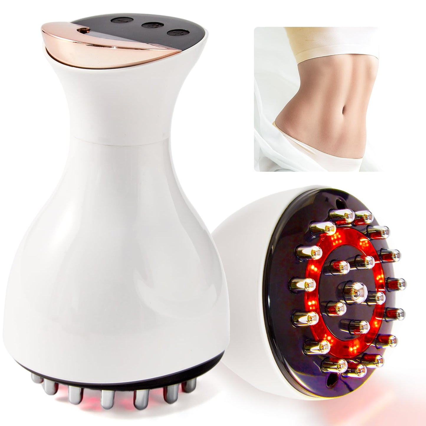 Kitusi Lymphatic Drainage Massager & Anti Cellulite Massage Tool, for Legs, Arms & Belly, Body,Helps Reduce Stretch Marks & Cellulite,with Microcurrent, Light Heat & Vibration (White) - dailyvitalstore