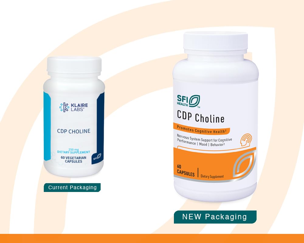 Klaire Labs SFI Health CDP Choline 250mg - Soy-Free Choline Supplements - Cognizin Citicoline to Help Support Memory, Focus & Attention - Bioavailable Active Form, Hypoallergenic (60 Capsules) - dailyvitalstore