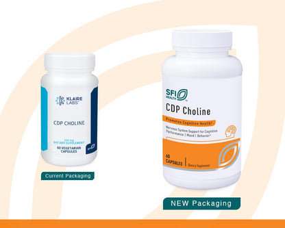 Klaire Labs SFI Health CDP Choline 250mg - Soy-Free Choline Supplements - Cognizin Citicoline to Help Support Memory, Focus & Attention - Bioavailable Active Form, Hypoallergenic (60 Capsules) - dailyvitalstore