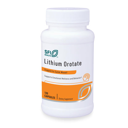 Klaire Labs SFI Health Lithium Orotate 4.8 mg - May Help Balance Mood - Bioavailable Lithium Orotate Supplement - Trace Minerals Promote Focus, Memory, Cognitive & Mood Support (120 Capsules) - dailyvitalstore