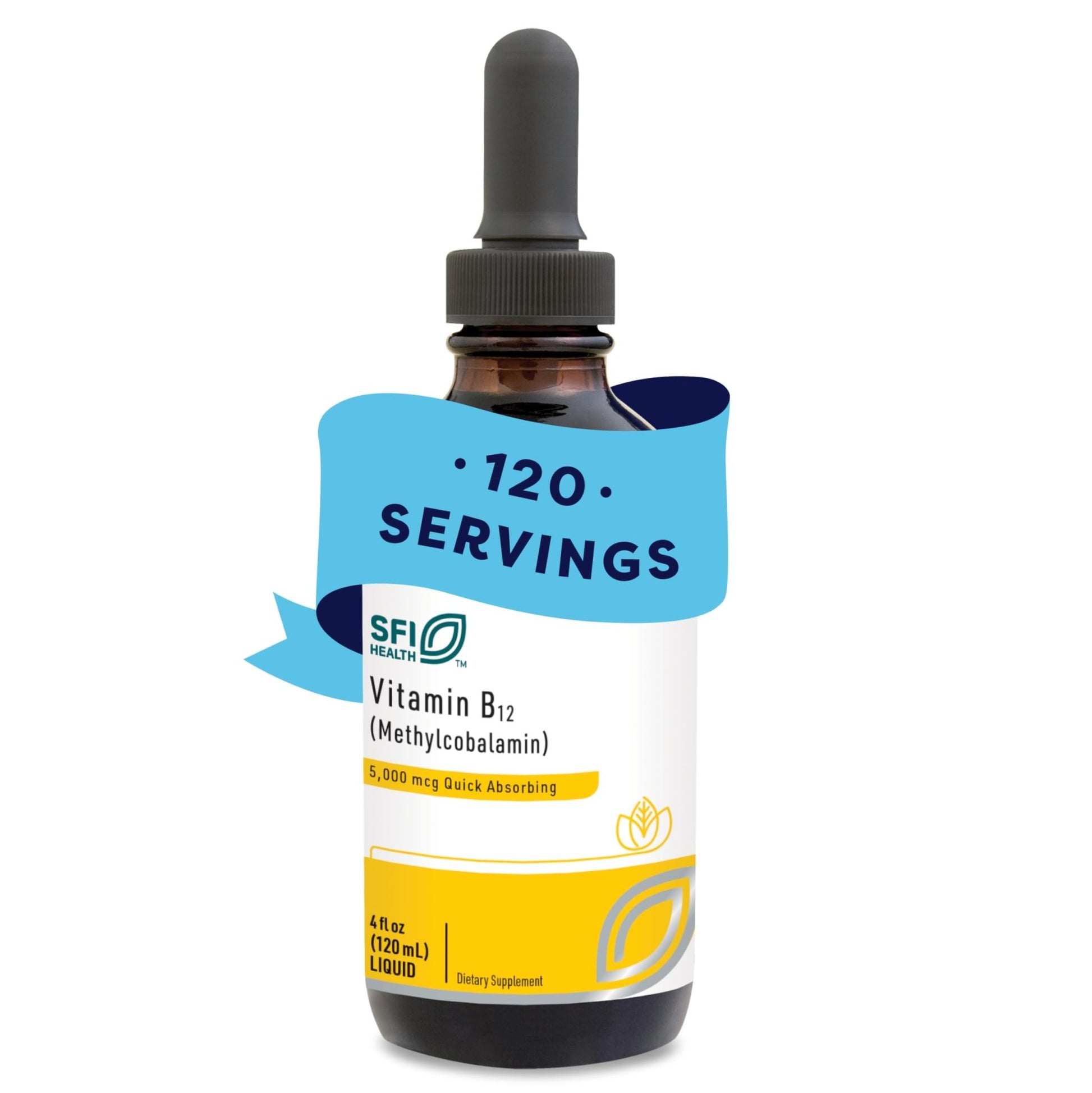 Klaire Labs SFI Health Vitamin B12 Liquid Drops 5mg - Mood & Cognitive Support from 5000mcg Active Coenzyme Methylcobalamin - Hypoallergenic (120 Servings, 4 Fluid Ounces) - dailyvitalstore