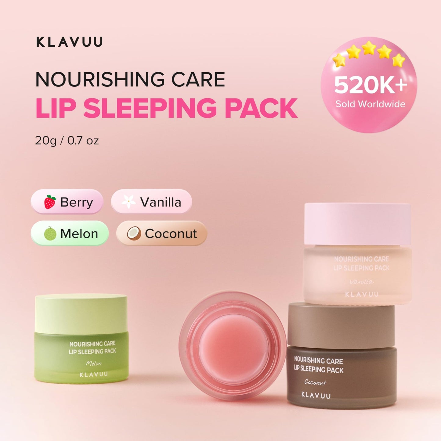 Klavuu Lip Mask Sleeping Pack (0.7oz) – Overnight Deep Hydrating Korean Lip Balm Treatment for Very Dry, Chapped Lips | Lip Lightening & Plumping with Instant Hydration | Gentle Exfoliating (Berry) - dailyvitalstore