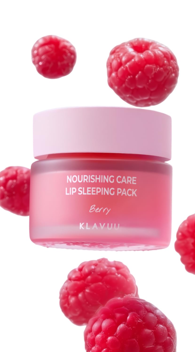 Klavuu Lip Mask Sleeping Pack (0.7oz) – Overnight Deep Hydrating Korean Lip Balm Treatment for Very Dry, Chapped Lips | Lip Lightening & Plumping with Instant Hydration | Gentle Exfoliating (Berry) - dailyvitalstore